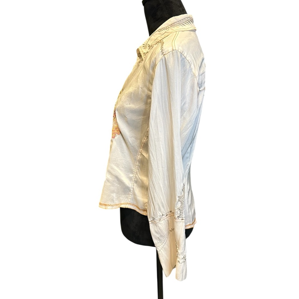 Johnny was Embroidered silk Cream Blouse - Picture 2 of 10